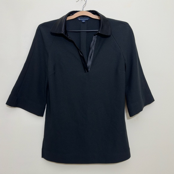 NWOT Brooks Brothers Collared Split Neck Satin Trim Blouse. Size S - Picture 4 of 9